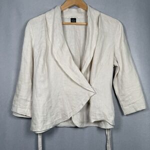 For The Republic Linen Cardigan Shawl Collar Beige